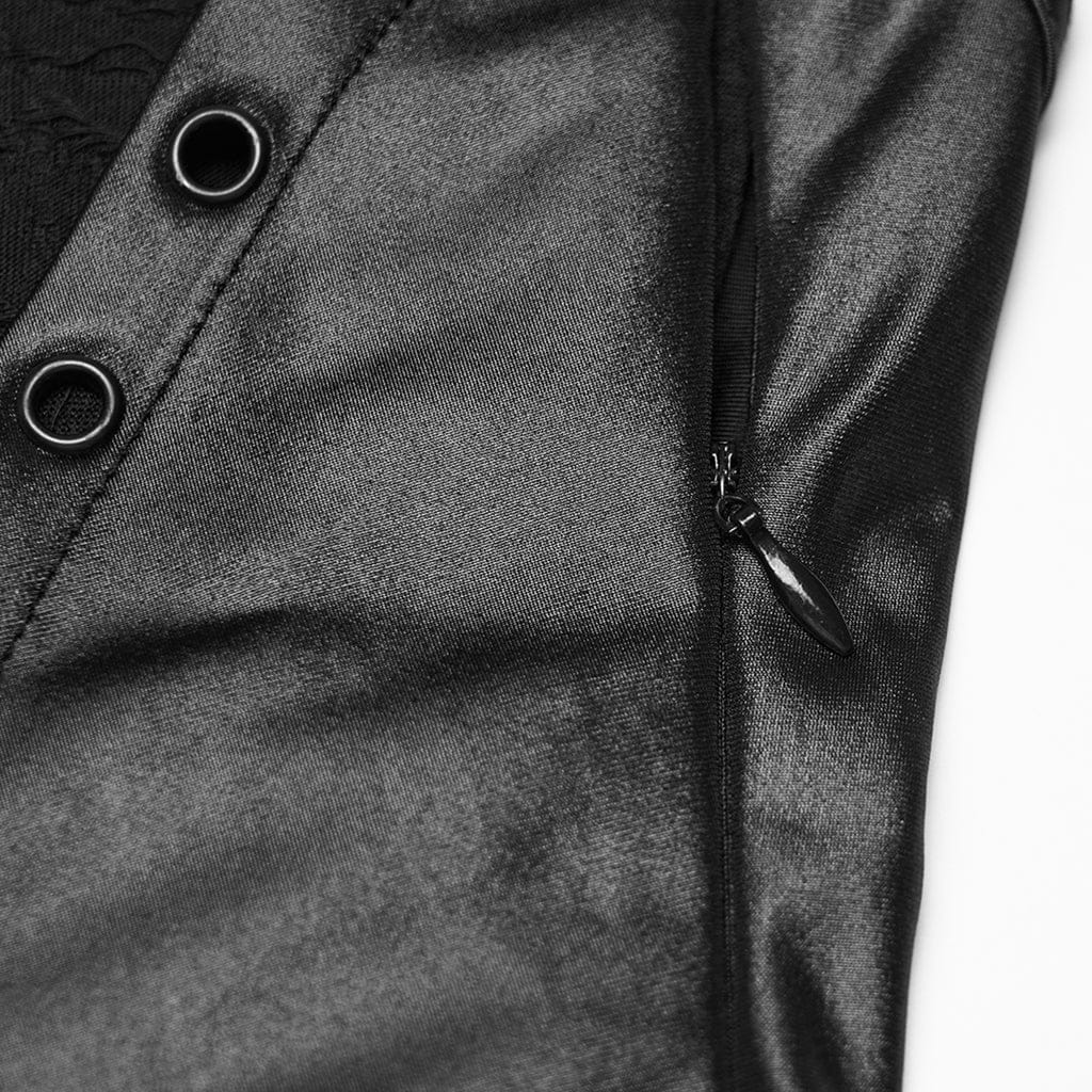 PUNK RAVE Women's Gothic Ripped Hooded Sleeveless Maxi Dress