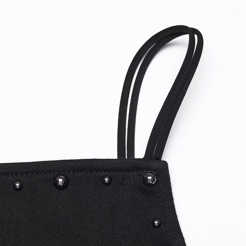 PUNK RAVE Women's Gothic Rivet Pleated Slip Dress