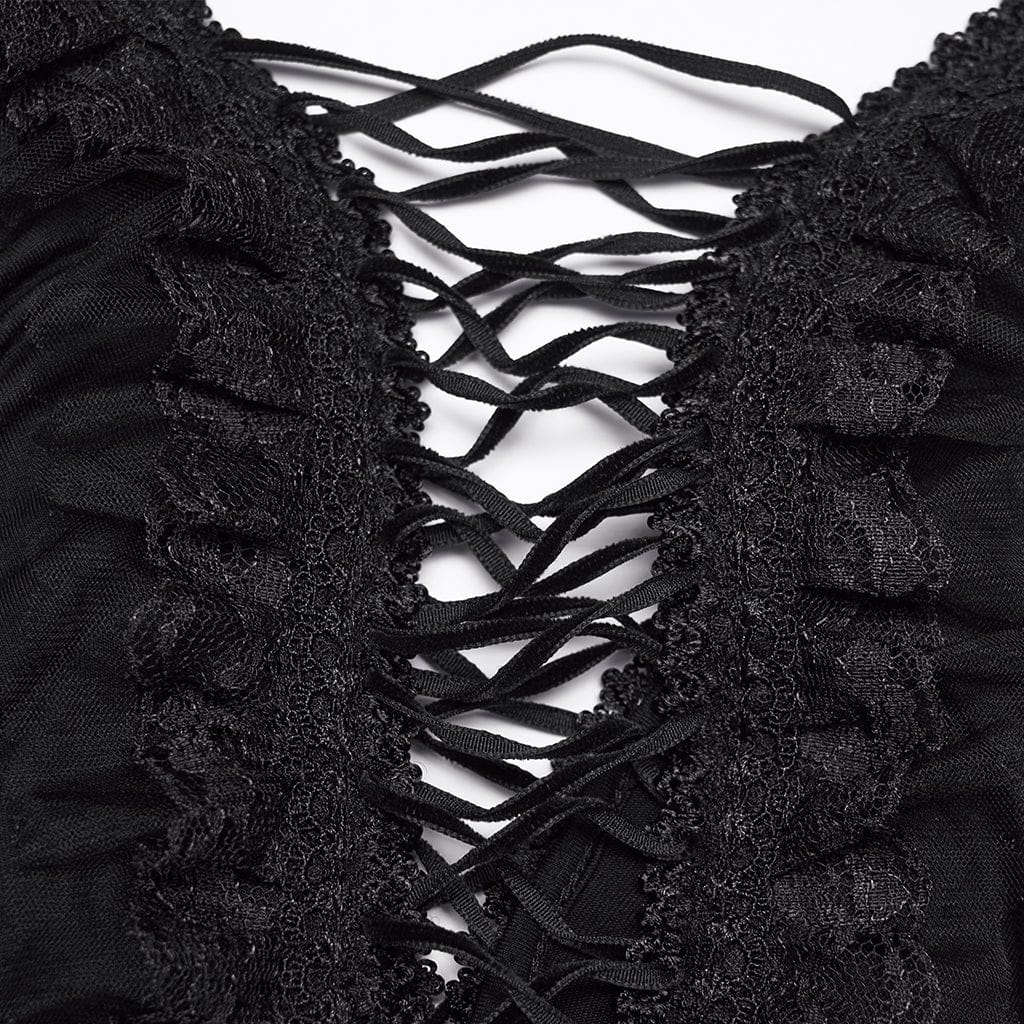 PUNK RAVE Women's Gothic Ruched Cutout Slip Dress