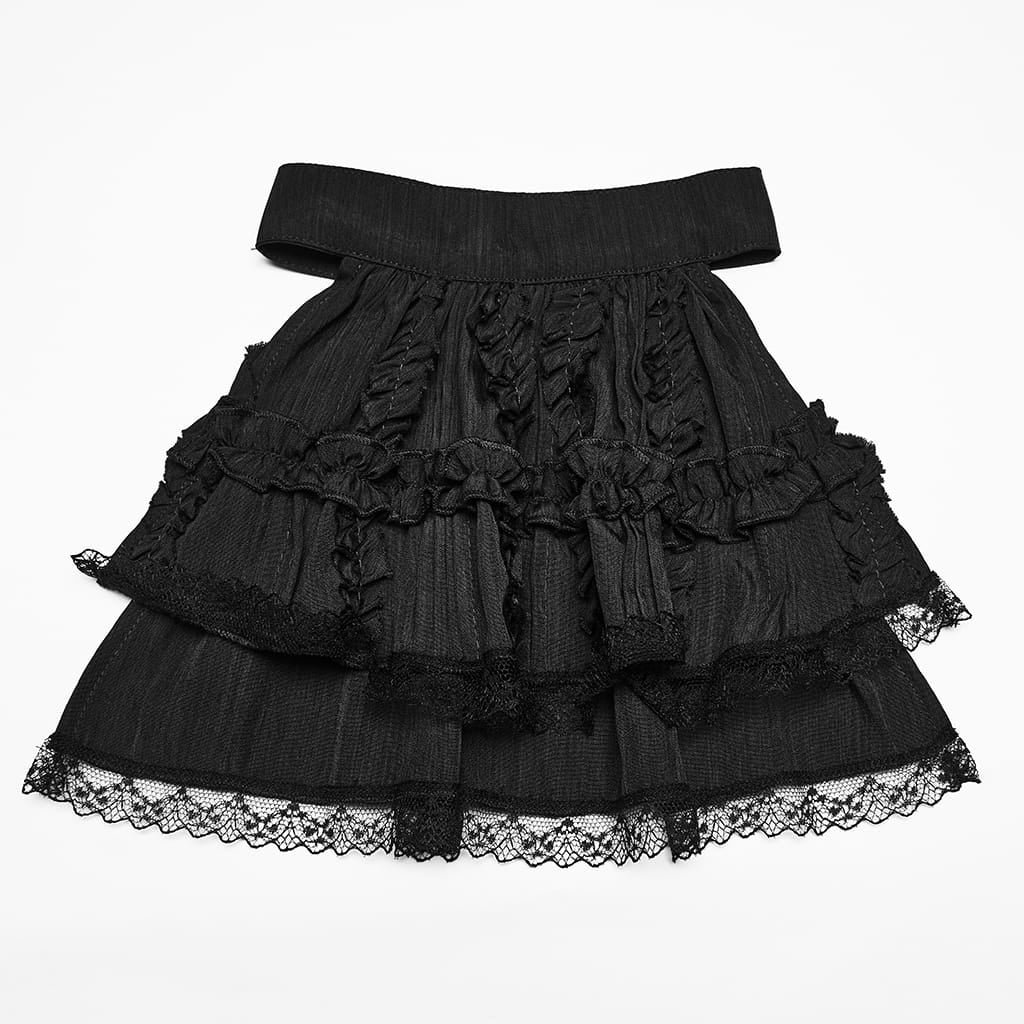PUNK RAVE Women's Gothic Ruffled Lace-up Long Sleeve Shirt with Detachable Collar