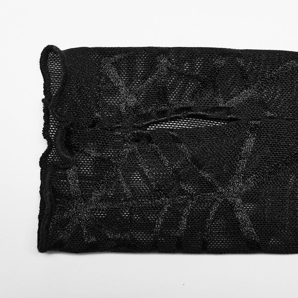 PUNK RAVE Women's Gothic Spider Mesh Splice Cutout Shirt