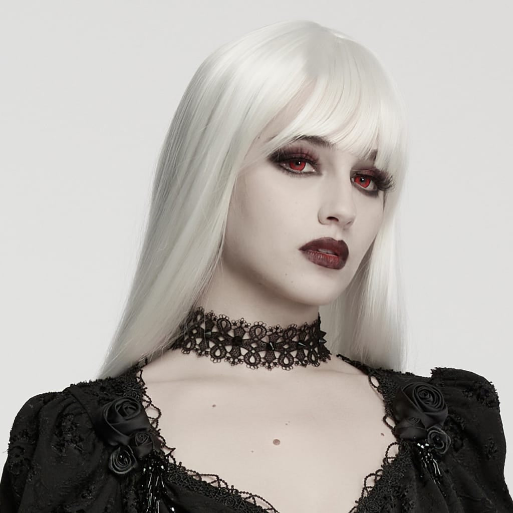PUNK RAVE Women's Gothic Spiked Lace Choker