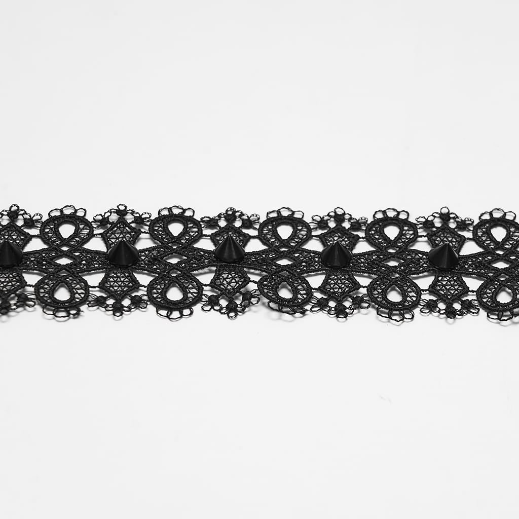 PUNK RAVE Women's Gothic Spiked Lace Choker
