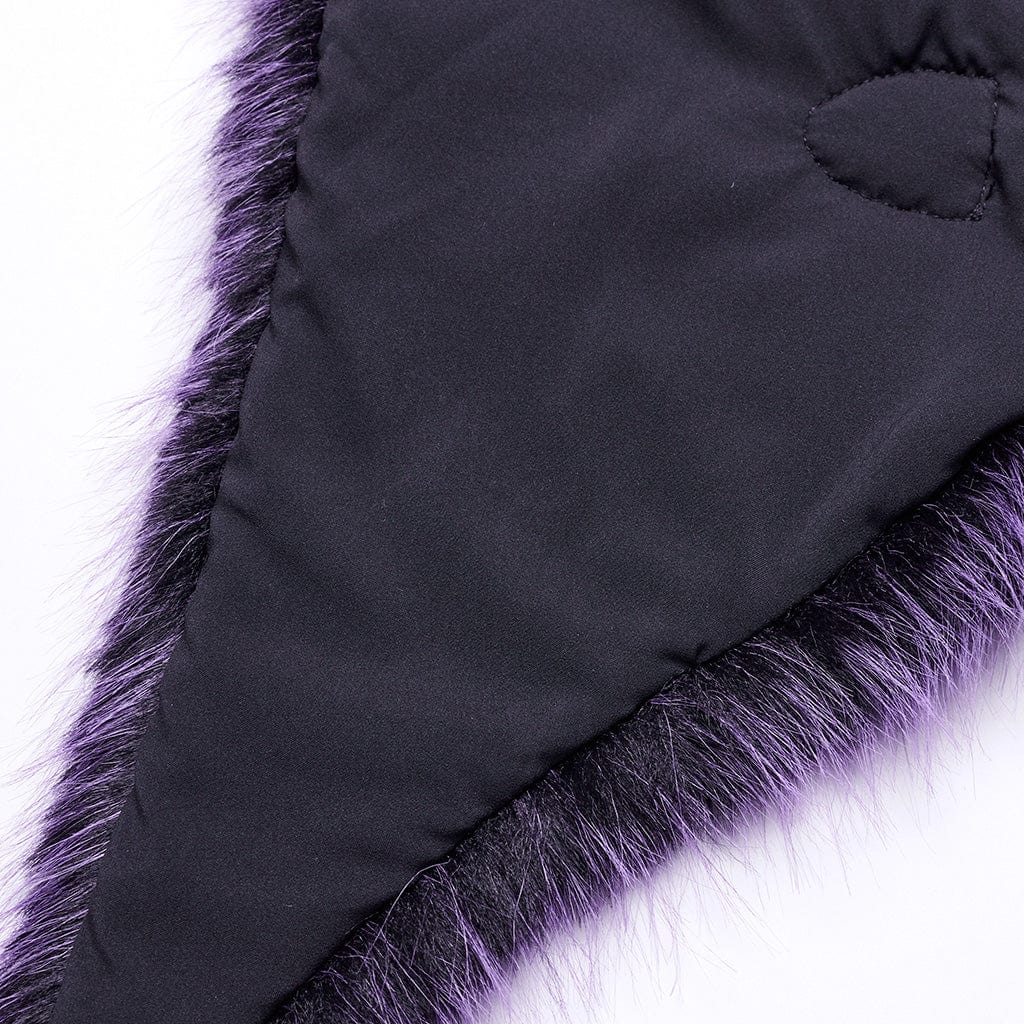 PUNK RAVE Women's Gothic Stand Collar Gradient Faux Fur Cape Violet
