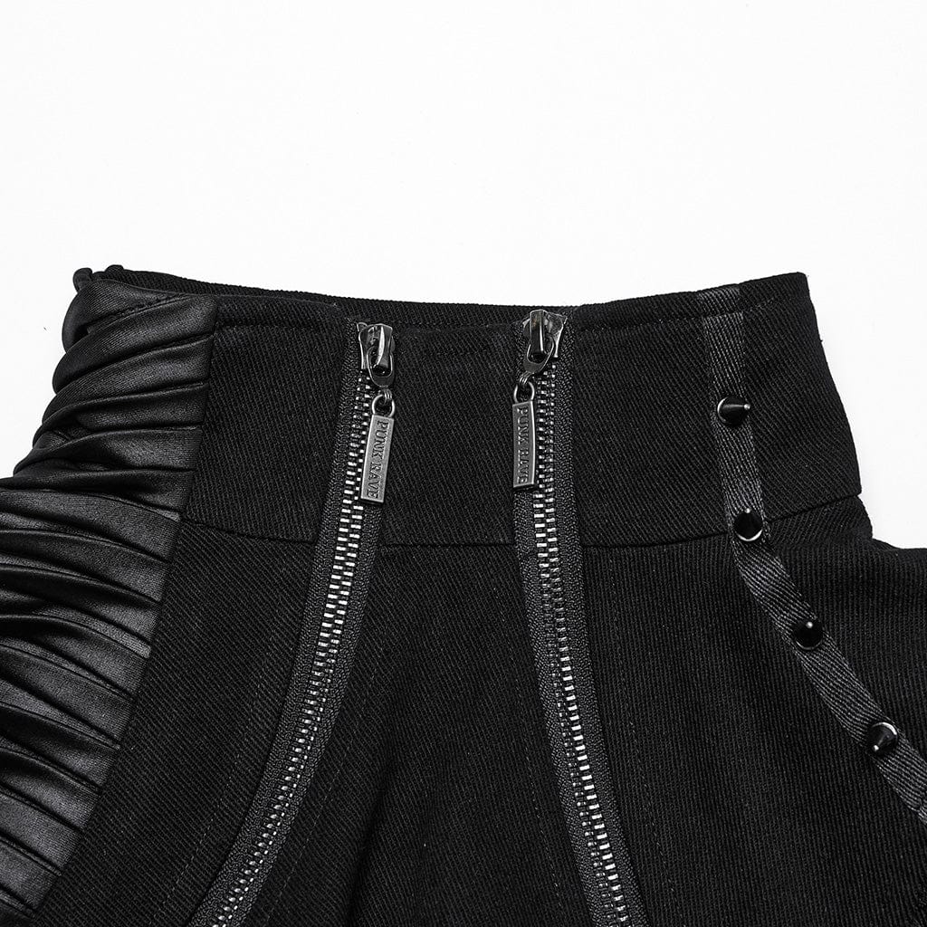 PUNK RAVE Women's Gothic Stand Collar Studded Short Jacket