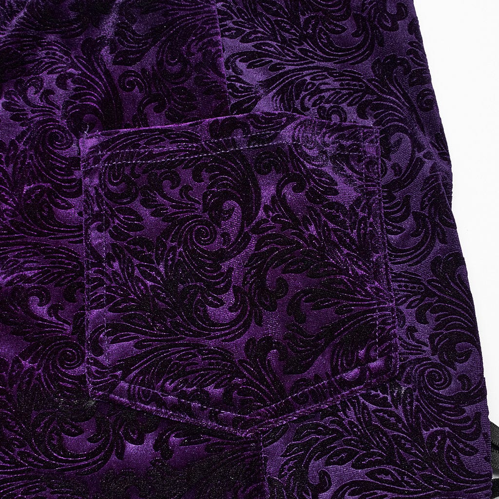 PUNK RAVE Women's Gothic Strappy Jacquard Flared Pants