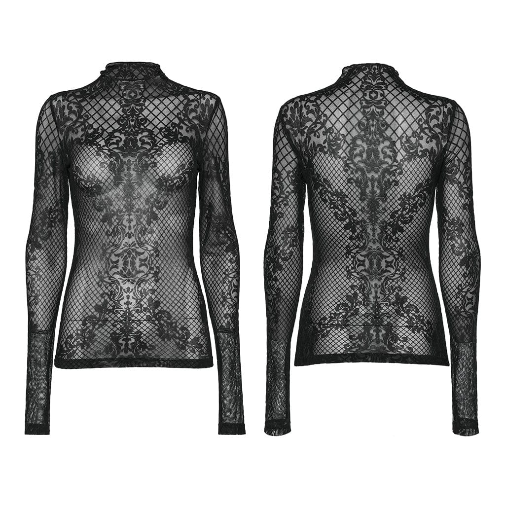 PUNK RAVE Women's Gothic Totem Mesh Shirt