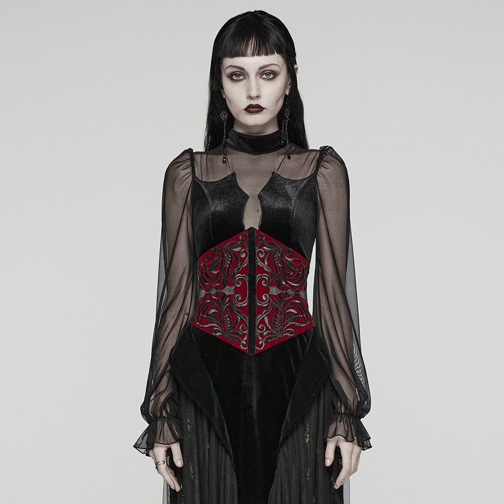 PUNK RAVE Women's Gothic Underbust Corset Black-Red