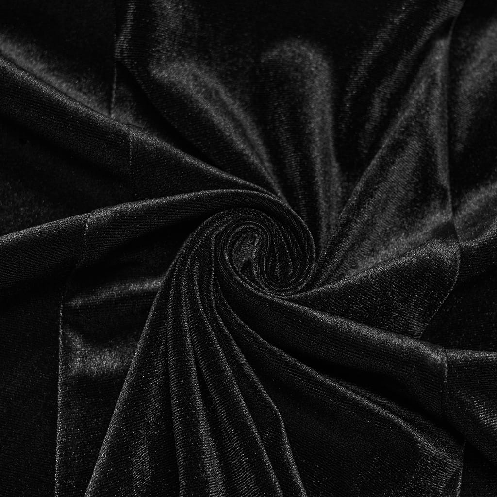 PUNK RAVE Women's Gothic Velvet Embroidered Ruffled High Neck Long Sleeve Dress