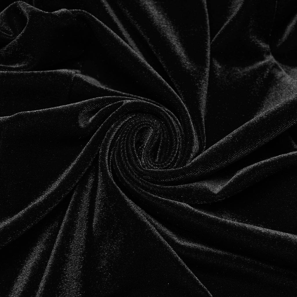 PUNK RAVE Women's Gothic Velvet Ruched Mermaid Skirt Black