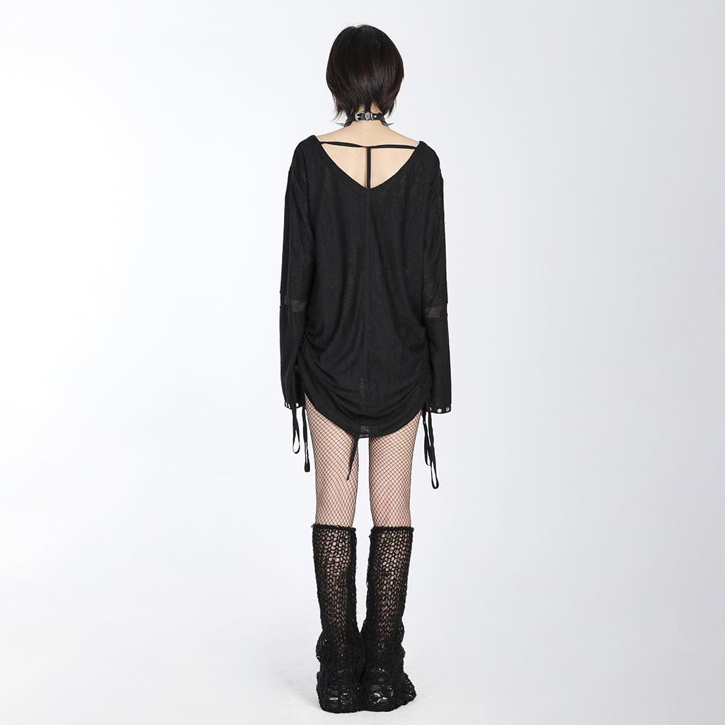 PUNK RAVE Women's Grunge Distressed Knitted Leg Warmers