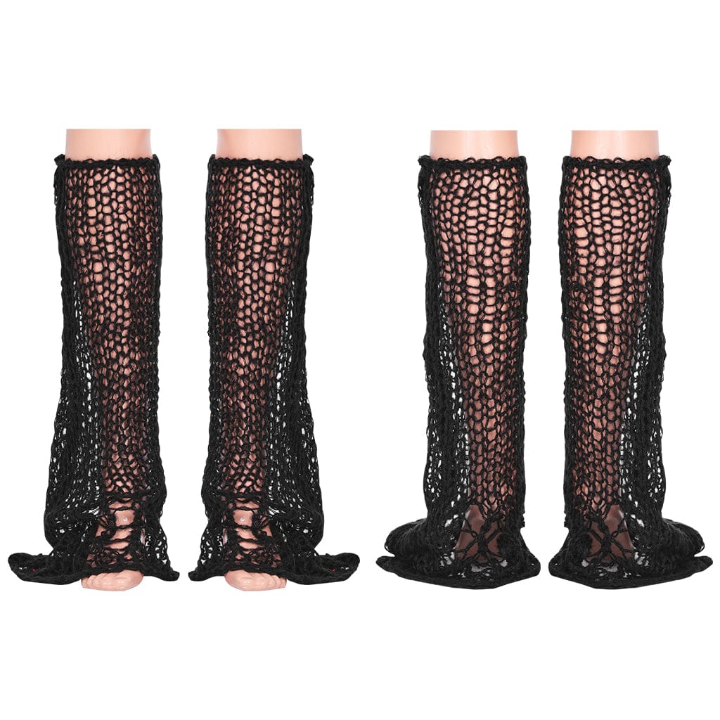 PUNK RAVE Women's Grunge Distressed Knitted Leg Warmers