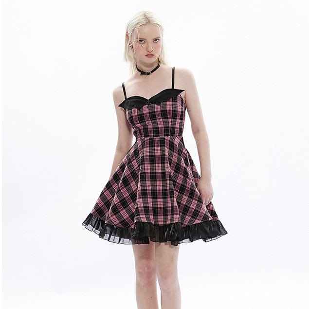 PUNK RAVE Women's Grunge Lace Hem Slip Dress