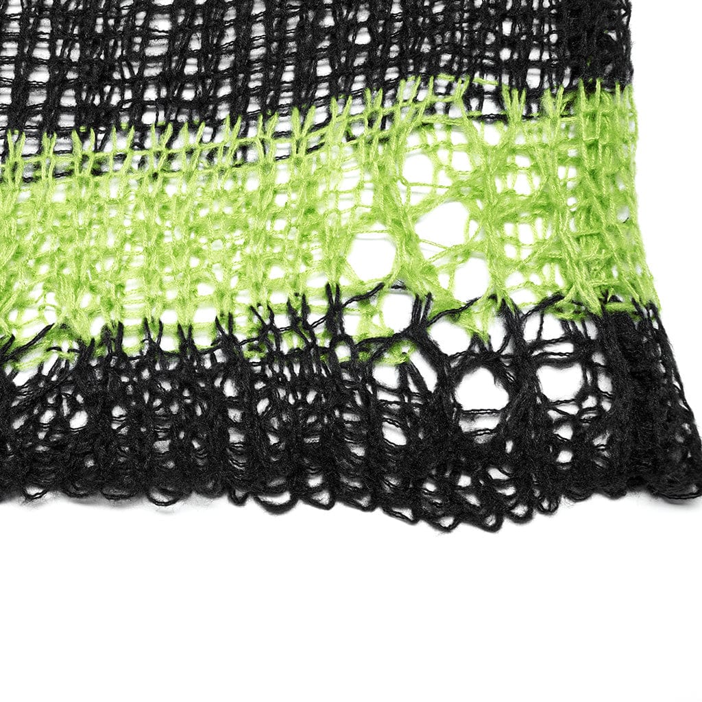 PUNK RAVE Women's Grunge Ripped Stripes Sweater