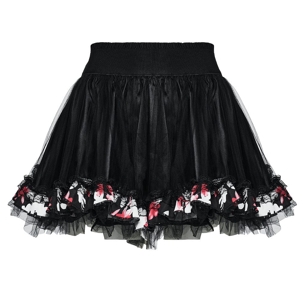 PUNK RAVE Women's Lolita Floral Printed Kimono with Skirt