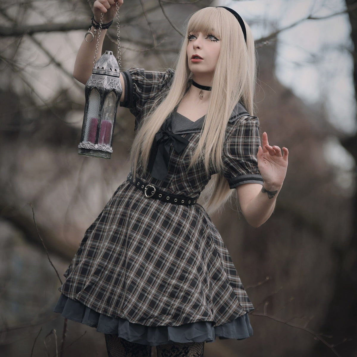 Cathyhippie plaid goth punk Lolita dress selling