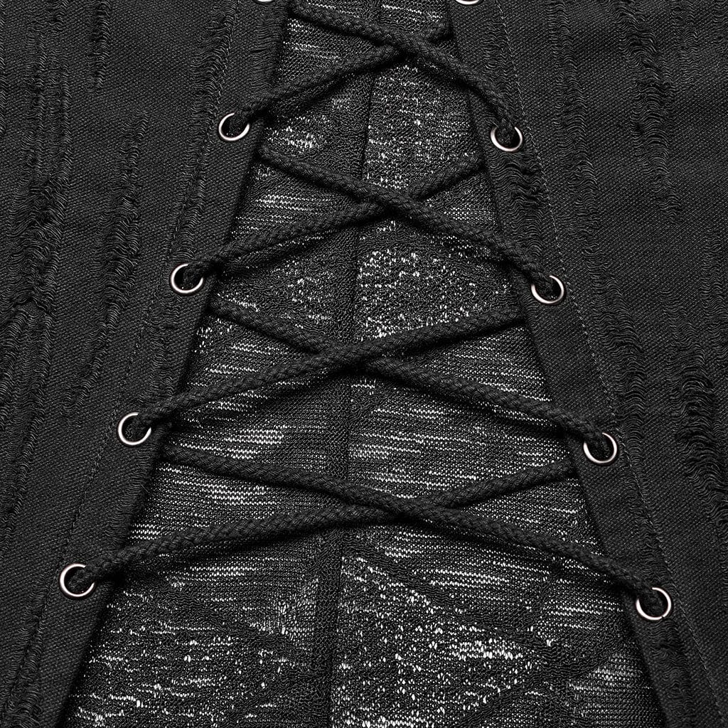 PUNK RAVE Women's Plus Size Gothic Irregular Strappy Distressed Coat