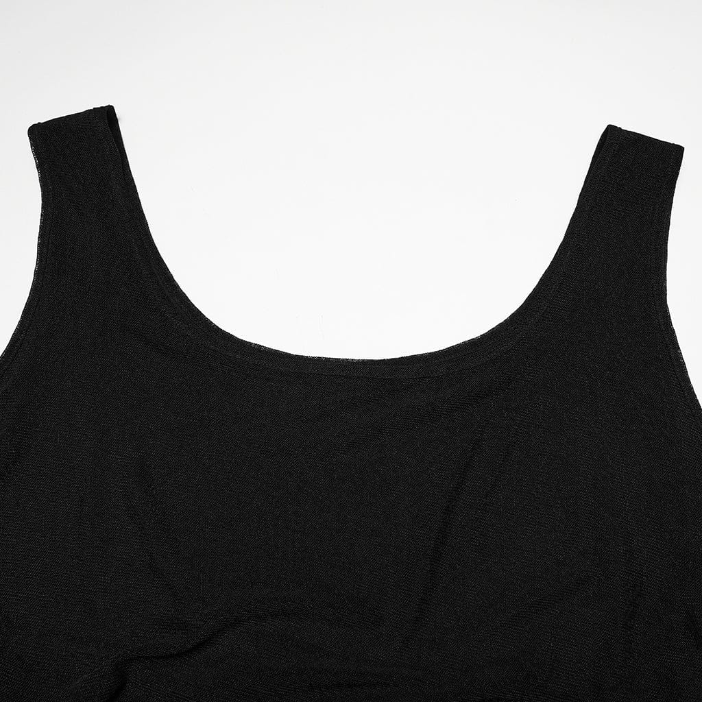 PUNK RAVE Women's Plus Size Punk Irregular Ruched Black Party Dress with Hooded Cape