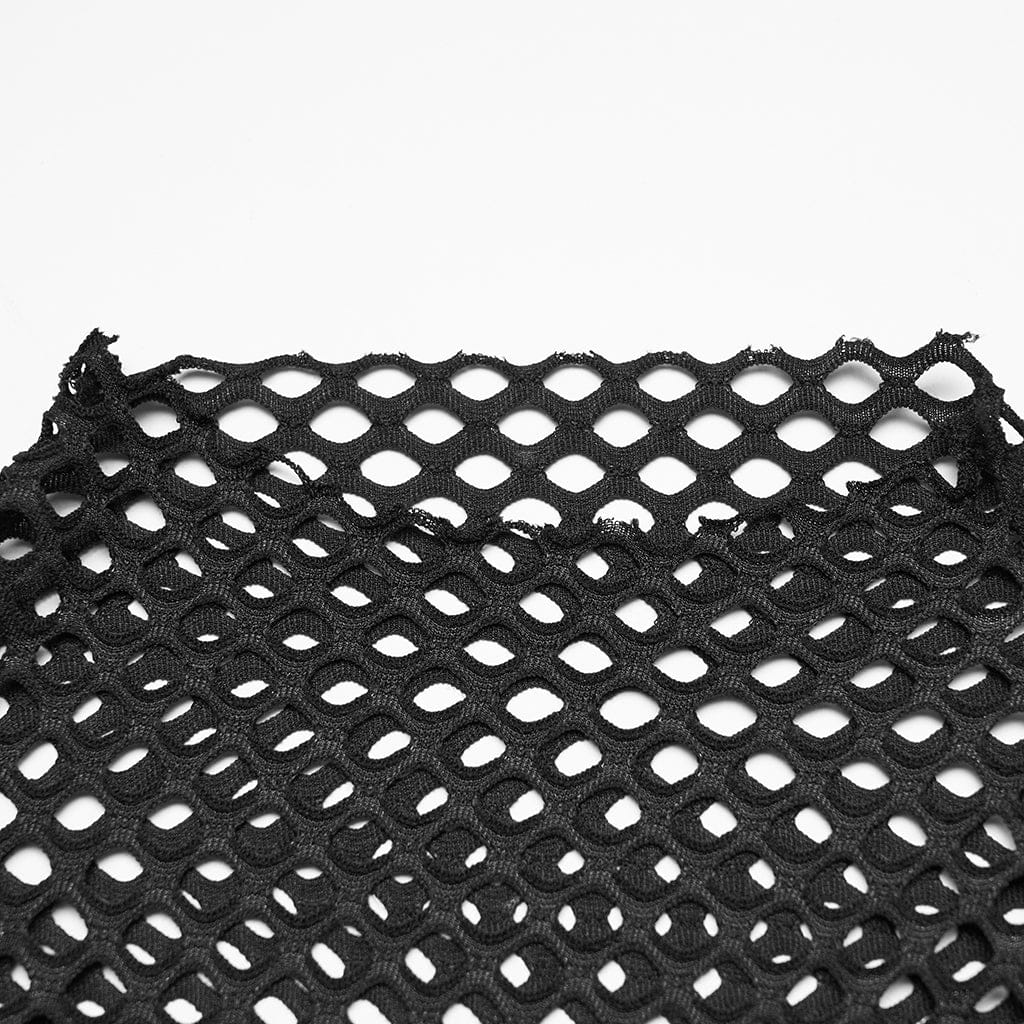 PUNK RAVE Women's Plus Size Punk Sheer Cutout Mesh Top Black