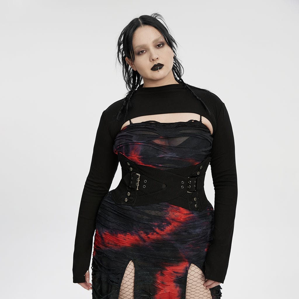 PUNK RAVE Women's Plus Size Punk Solid Color Cape