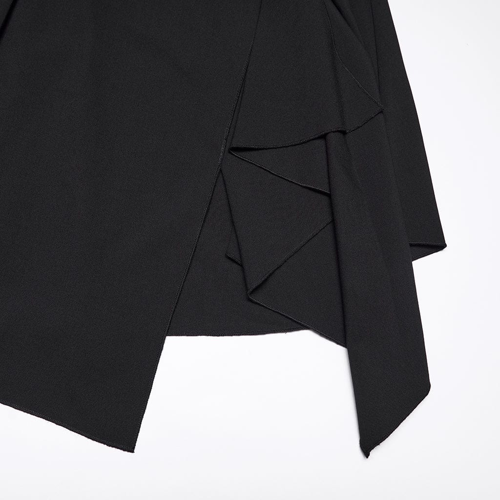 PUNK RAVE Women's Punk Asymmetric Turn-down Collar Puff Sleeved Dress