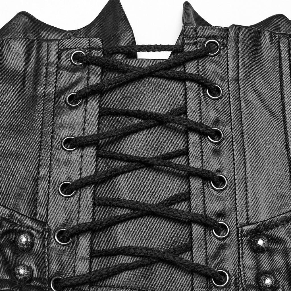 PUNK RAVE Women's Punk Batlike Splice Underbust Corset