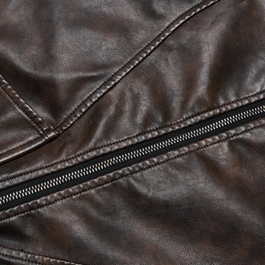 PUNK RAVE Women's Punk Buckle Faux Leather A-line Short Skirt Coffee