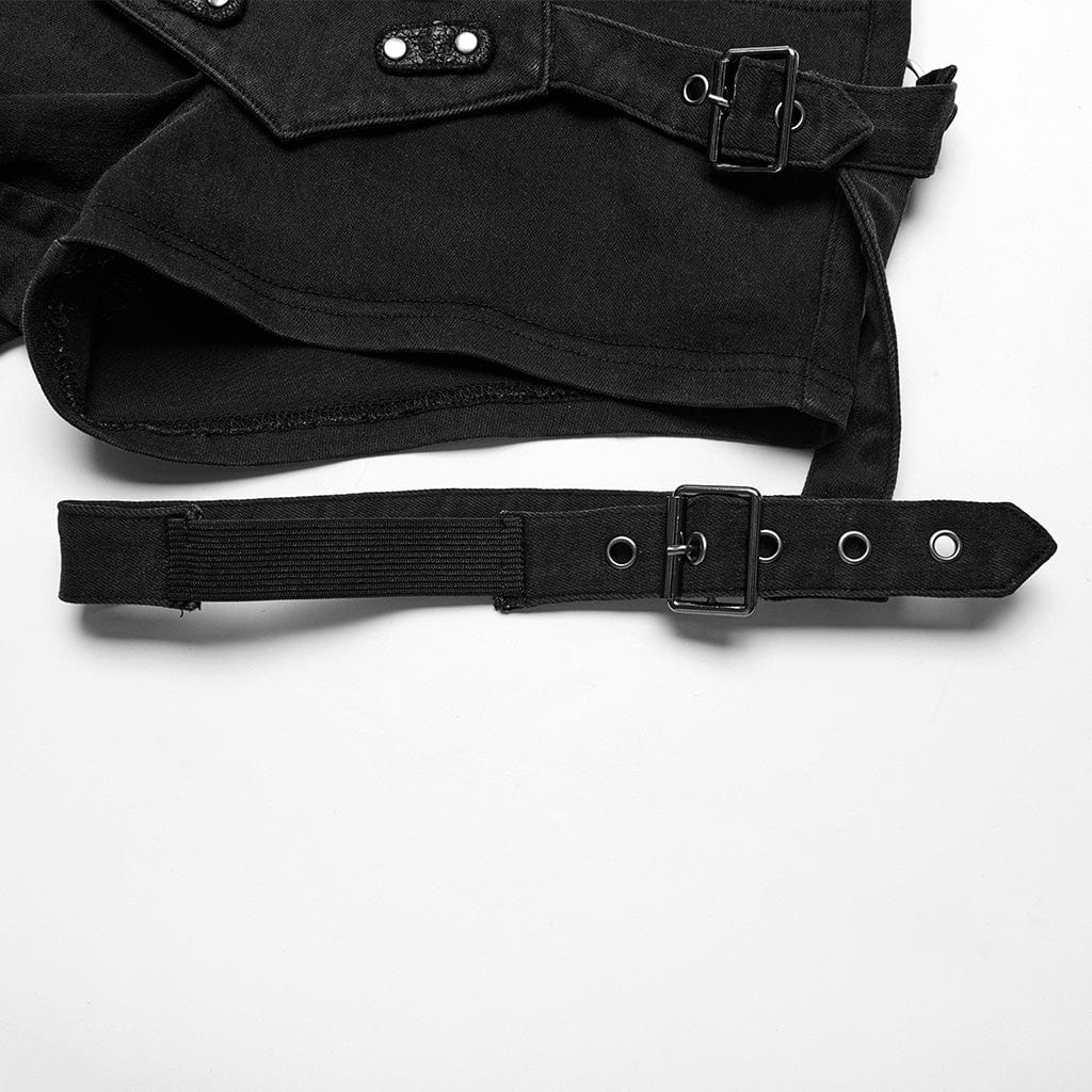 PUNK RAVE Women's Punk Buckle Skim Fitted Symmetrical Shorts