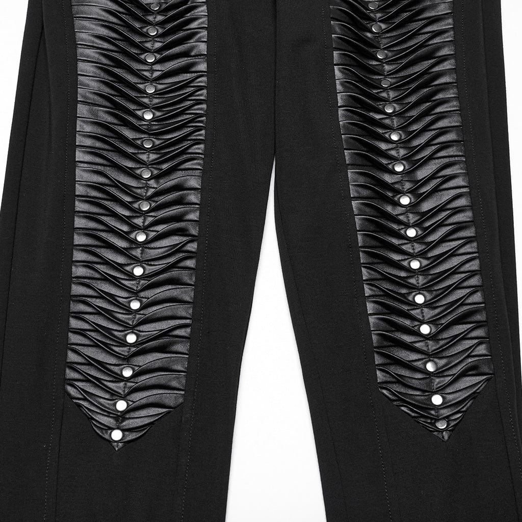 PUNK RAVE Women's Punk Buckle Strap Pleated Leggings