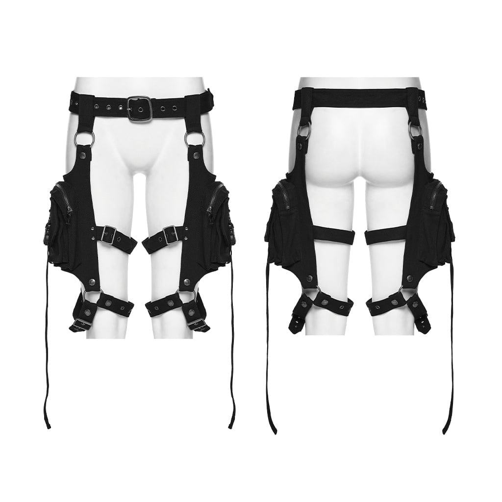 PUNK RAVE Women's Punk Buckle-up Rivet Leg Harness Bag