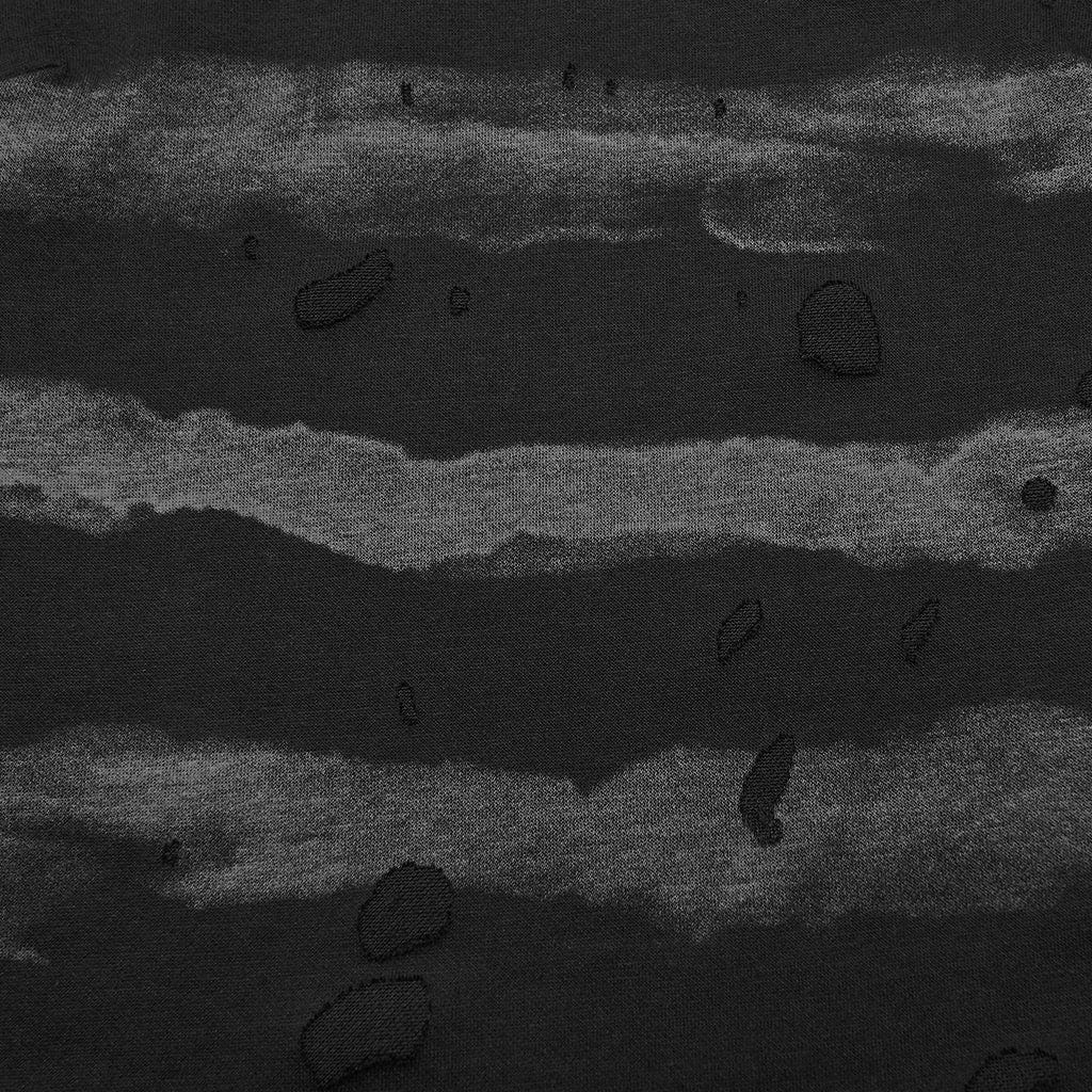 PUNK RAVE Women's Punk Buckle-up strap Mesh Splice Printed T-shirt Black-Grey