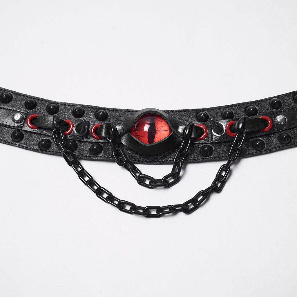 PUNK RAVE Women's Punk Demon's Eye Rivets Chain Choker