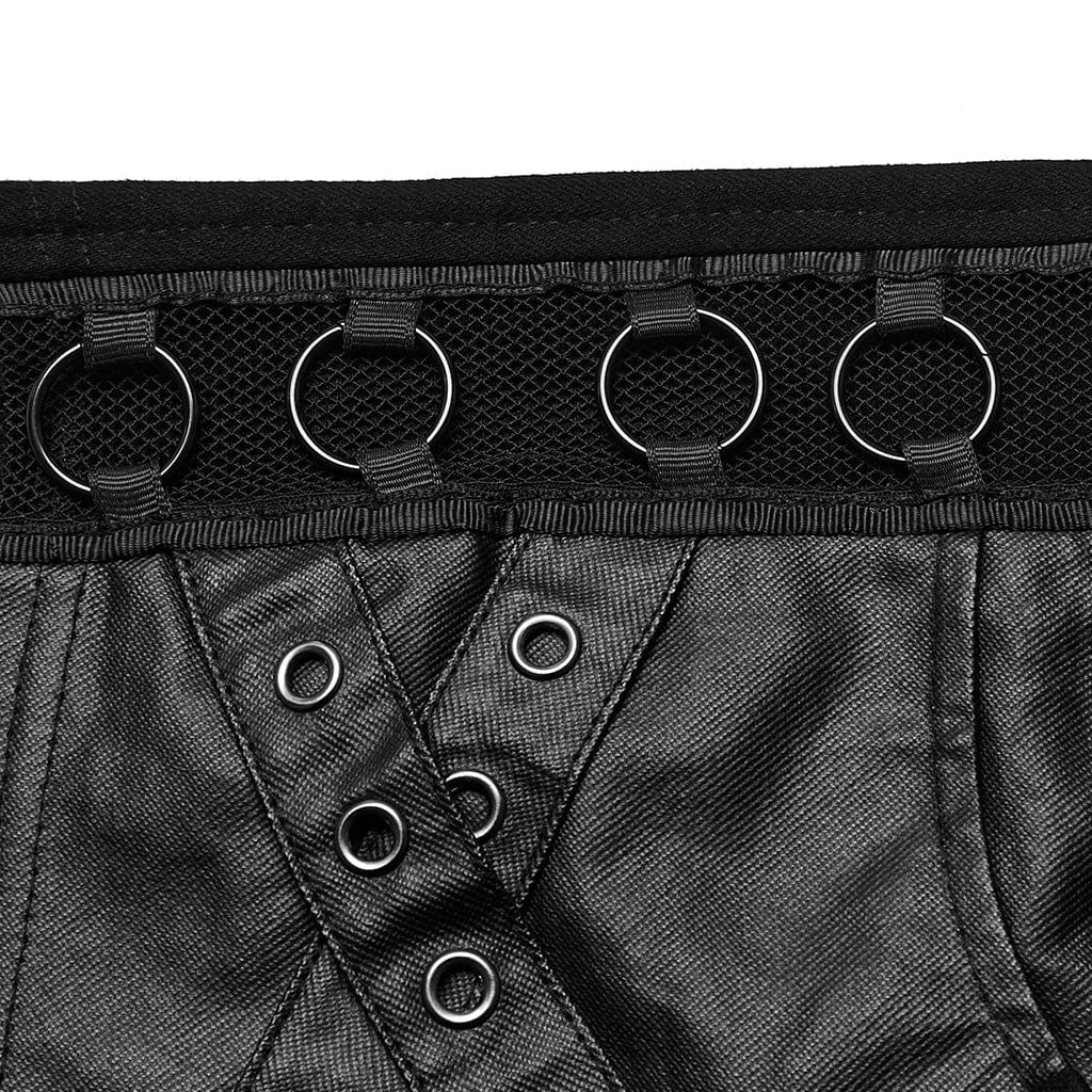 PUNK RAVE Women's Punk Eyelet Mesh Ring Shorts