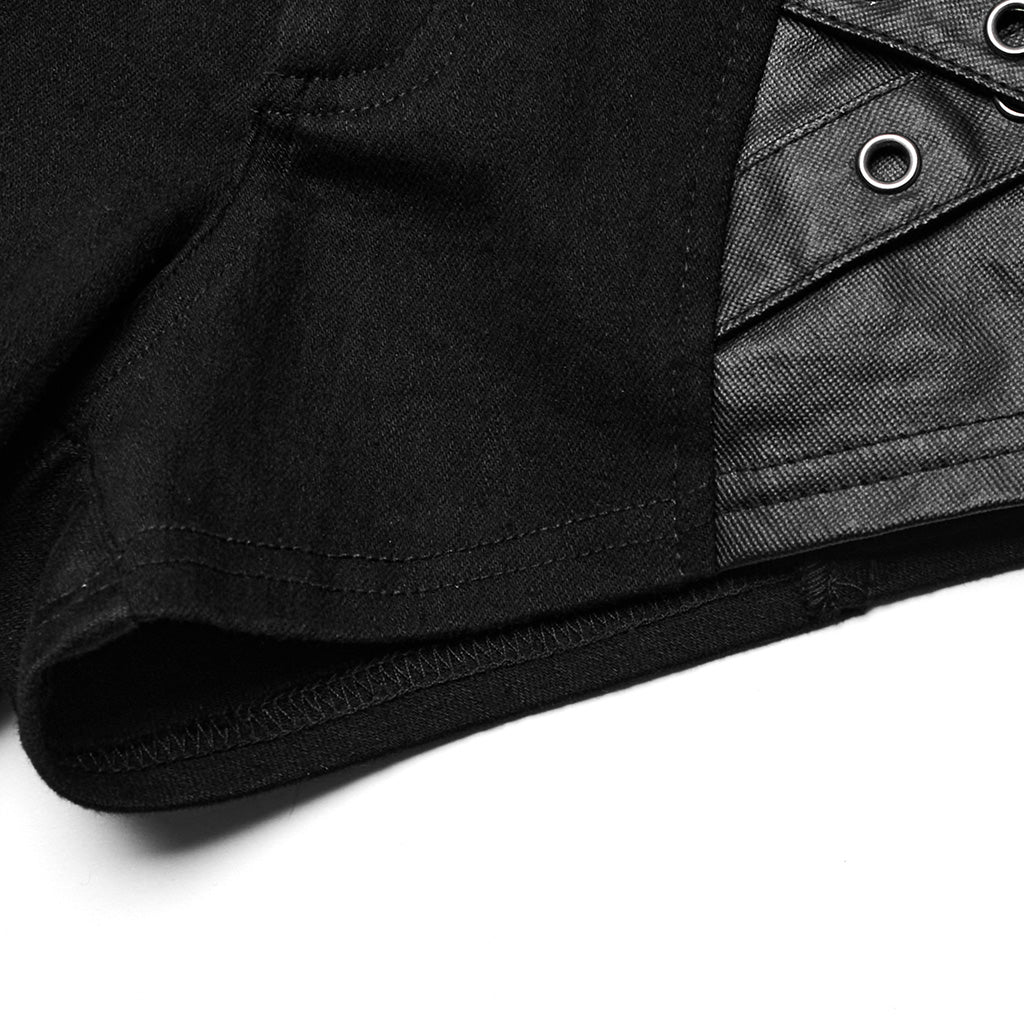 PUNK RAVE Women's Punk Eyelet Mesh Ring Shorts