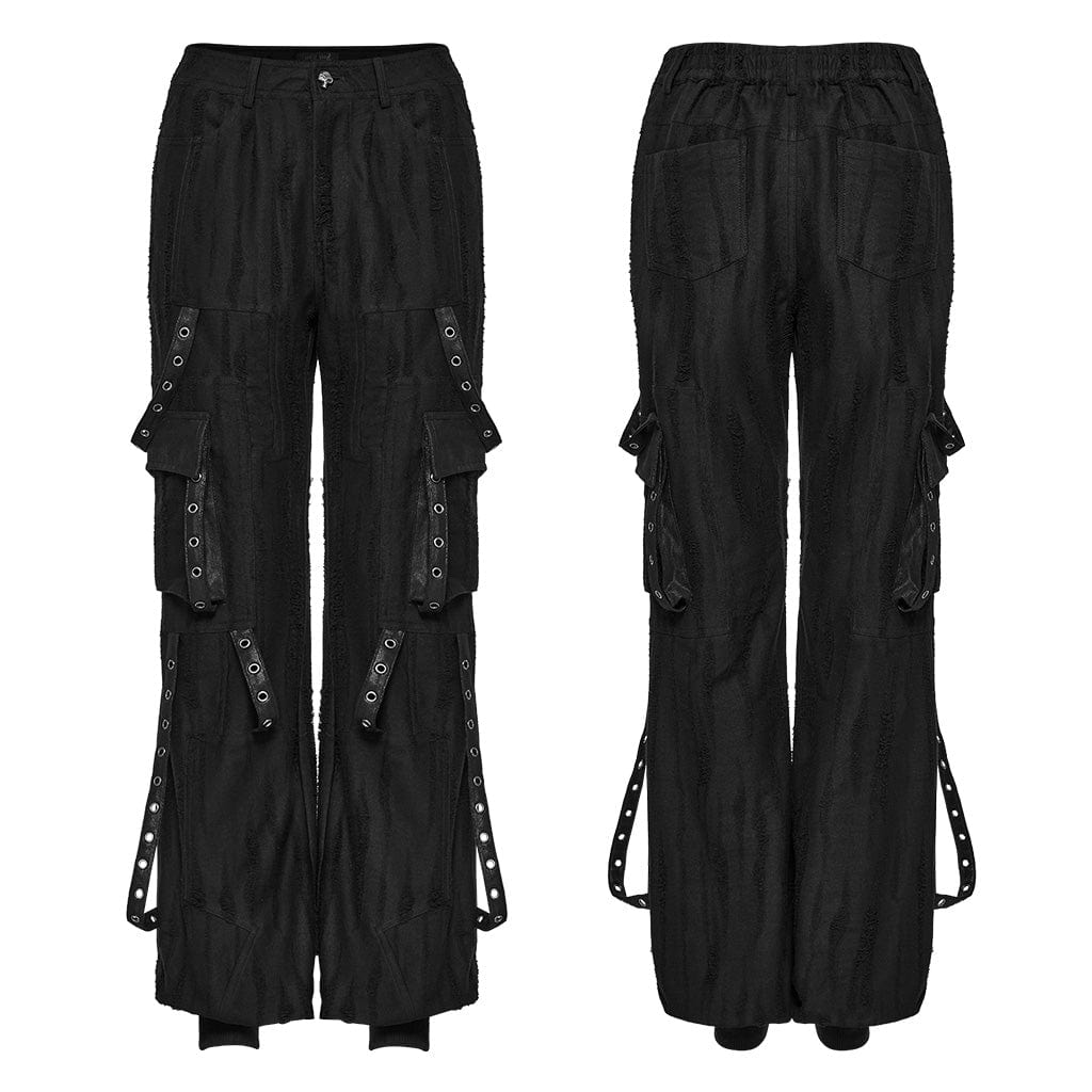 PUNK RAVE Women's Punk Eyelet Pocket Loose Pants