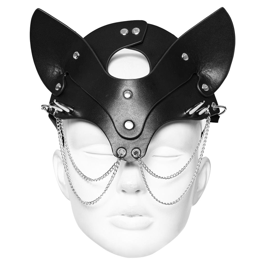 PUNK RAVE Women's Punk Fox Faux Leather Mask