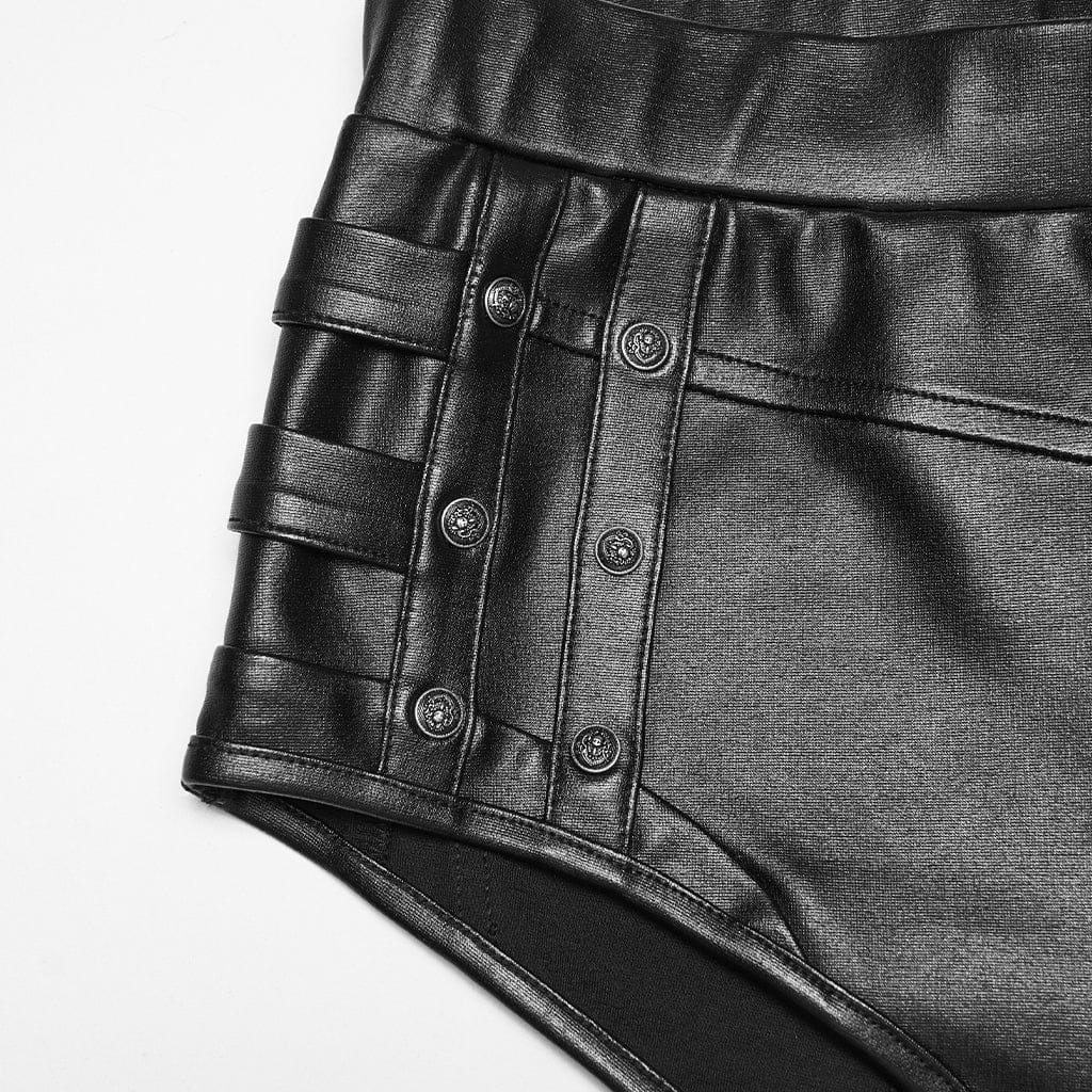 PUNK RAVE Women's Punk High-Waisted Studded Hot Shorts