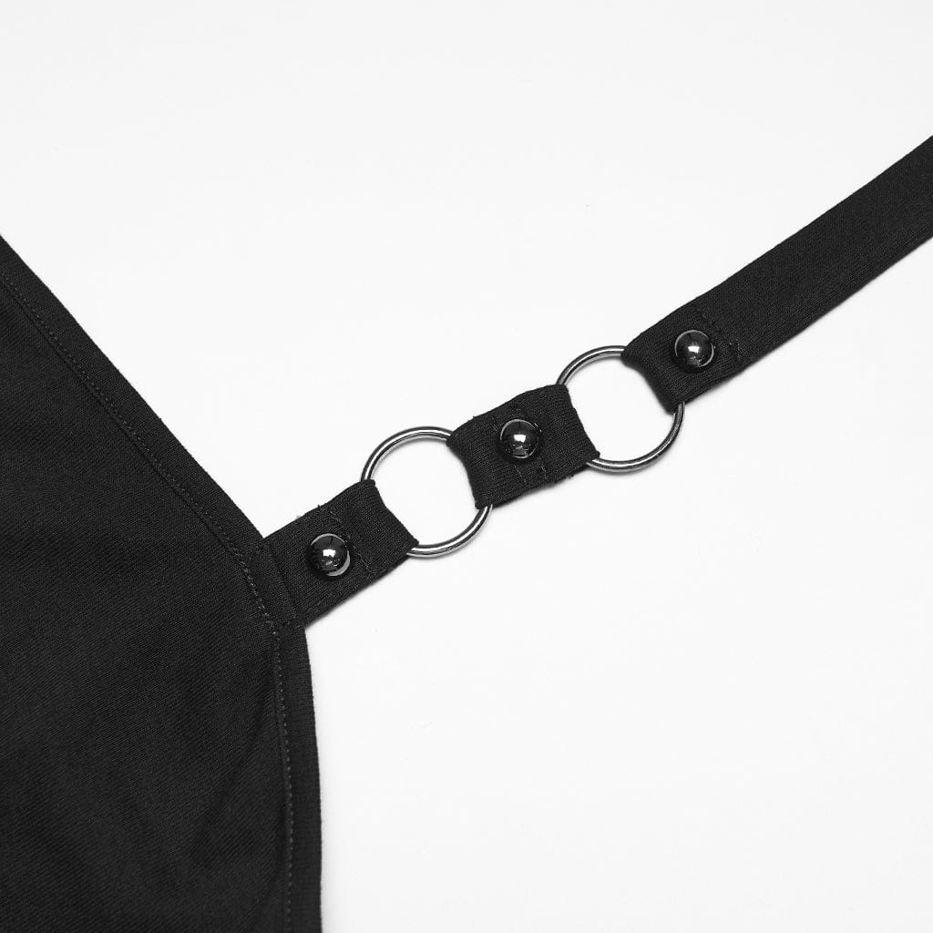 PUNK RAVE Women's Punk Lace-up Irregular Hem Halterneck Dress