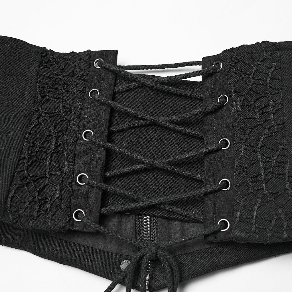 PUNK RAVE Women's Punk Lace-up Rivet Underbust Corset
