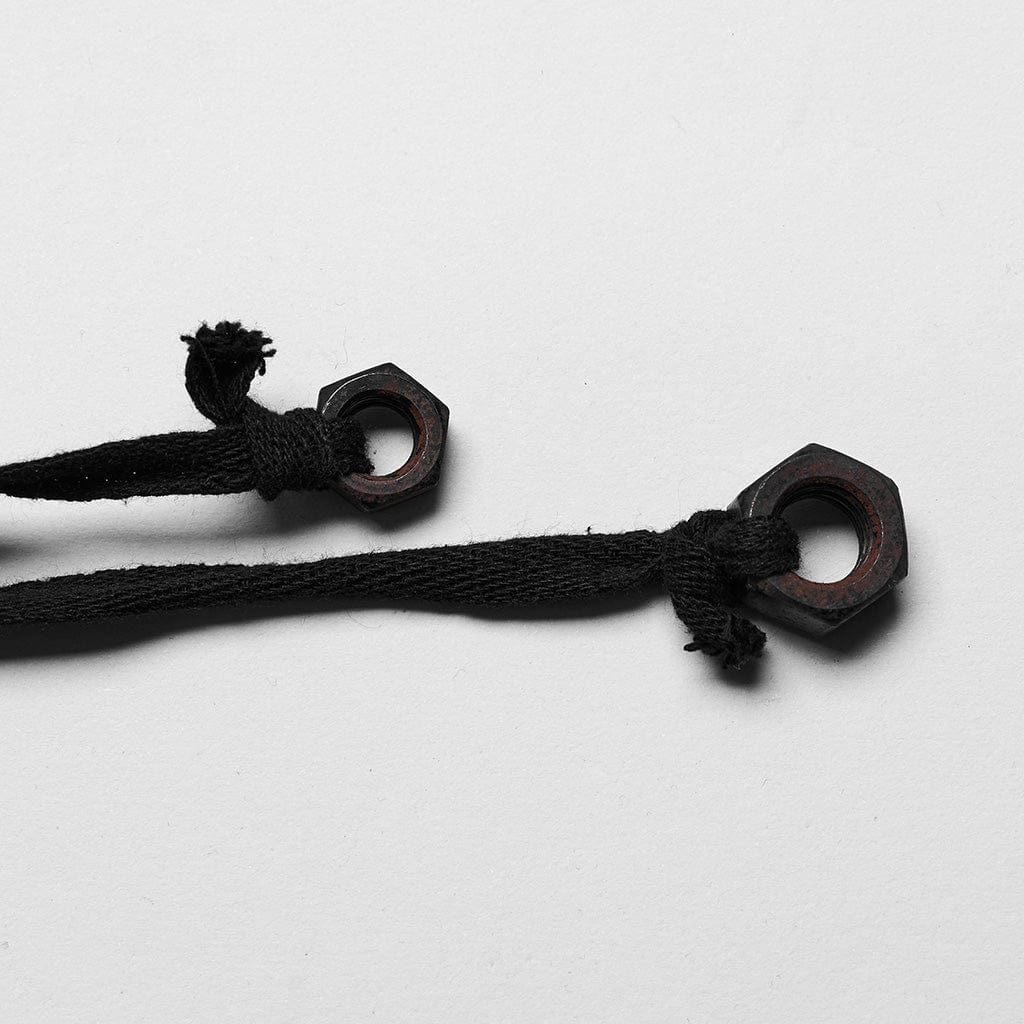 PUNK RAVE Women's Punk Lace-Up Stud Denim Shorts