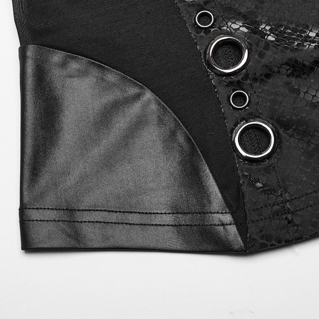 PUNK RAVE Women's Punk Mesh Ring Cutout Tank Top