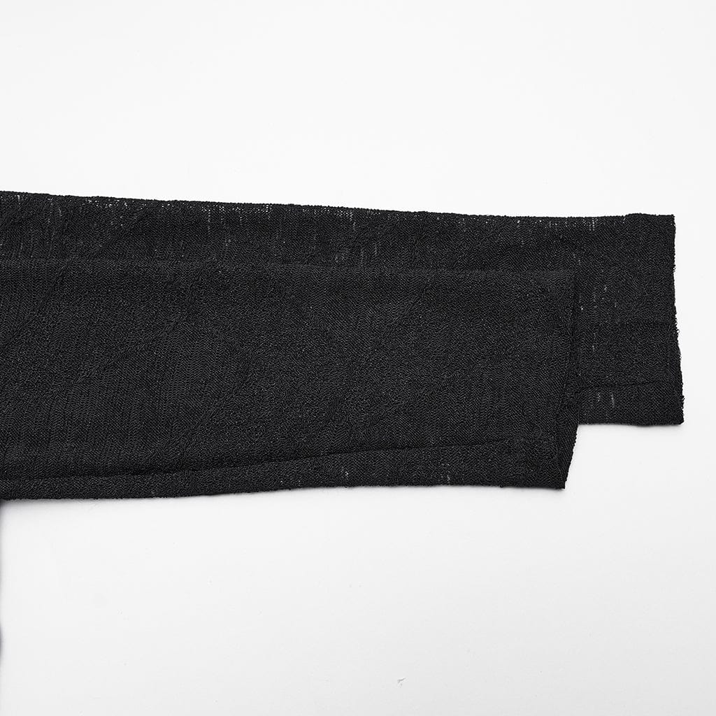 PUNK RAVE Women's Punk Mesh Splice Ruched Off-shoulder Top