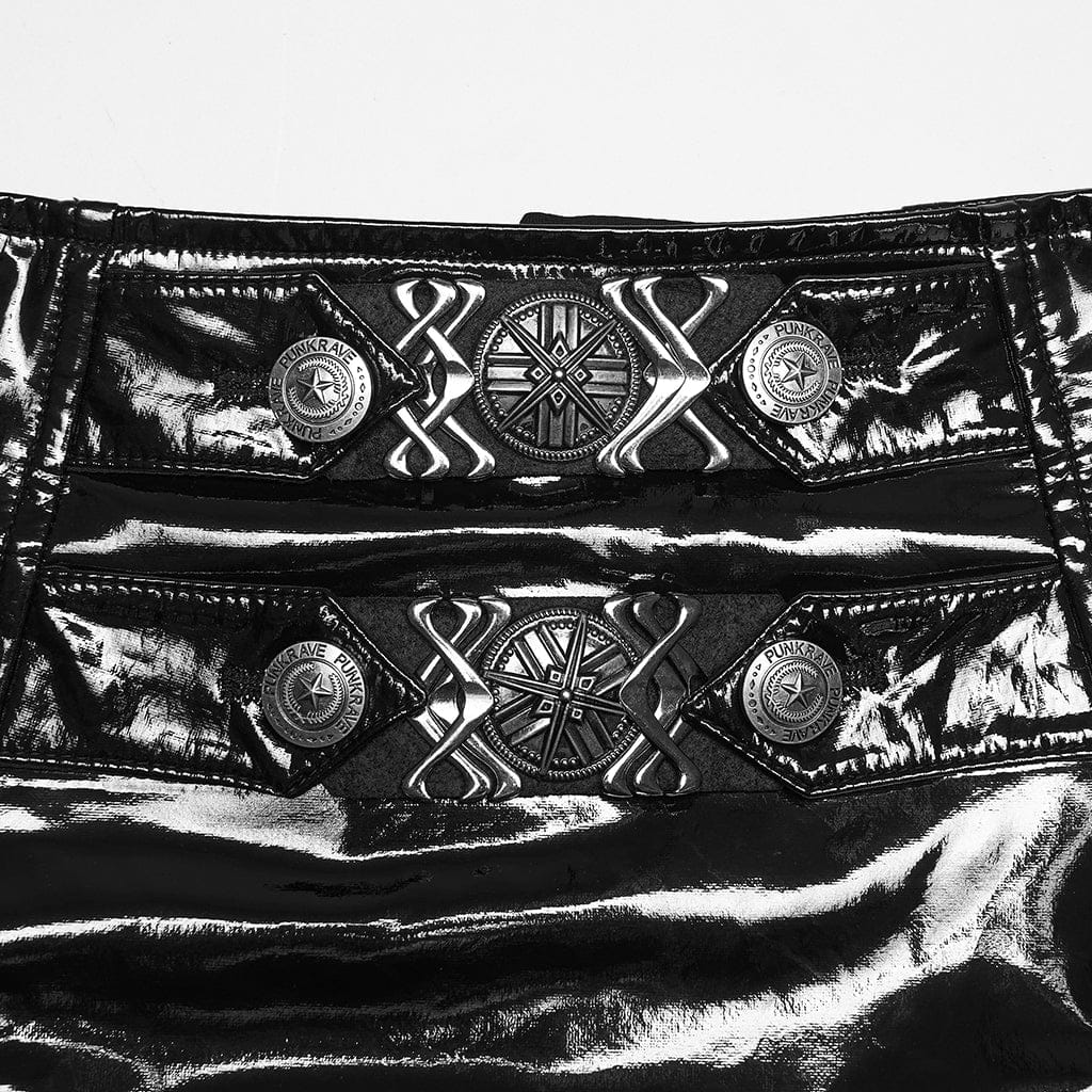 PUNK RAVE Women's Punk Mesh Splice Zip Skirt