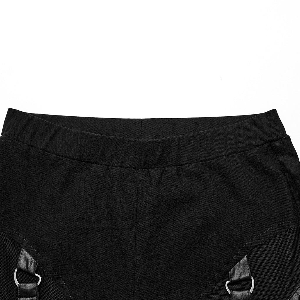 PUNK RAVE Women's Punk Mesh Strappy Stud Leggings