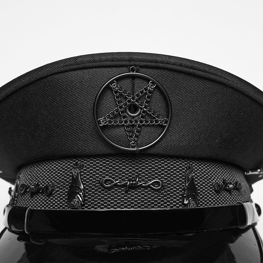 PUNK RAVE Women's Punk Pentacle Military Hat