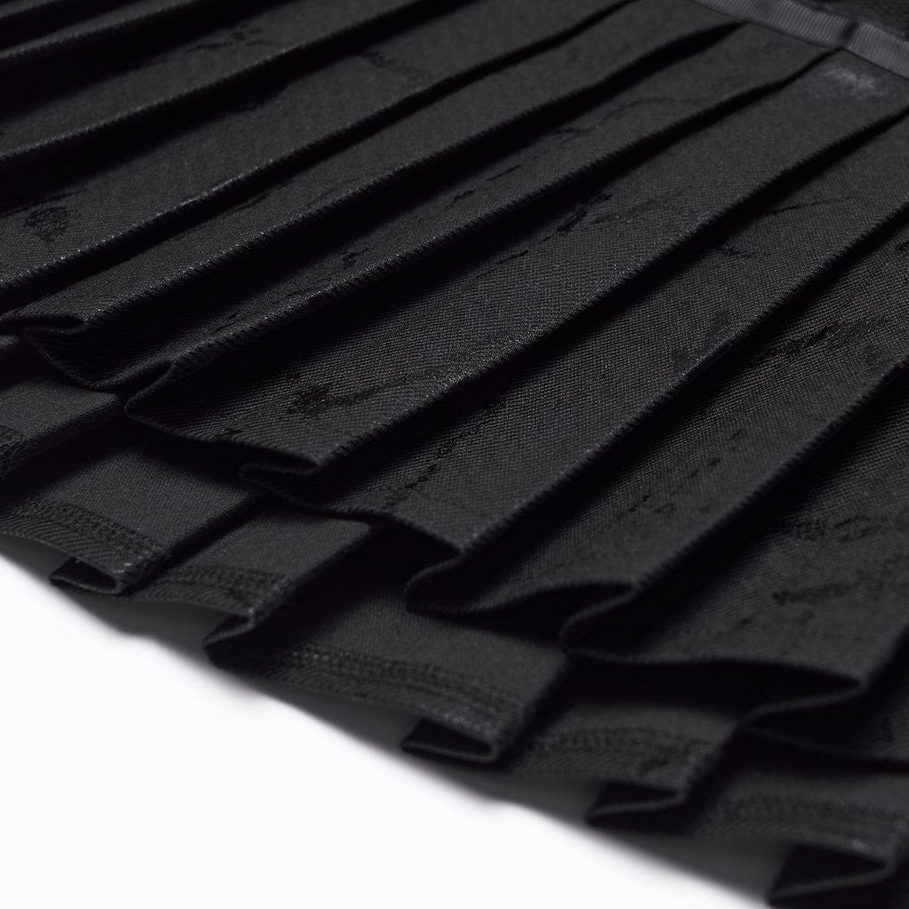 PUNK RAVE Women's Punk Printed Rings Pleated Skirt