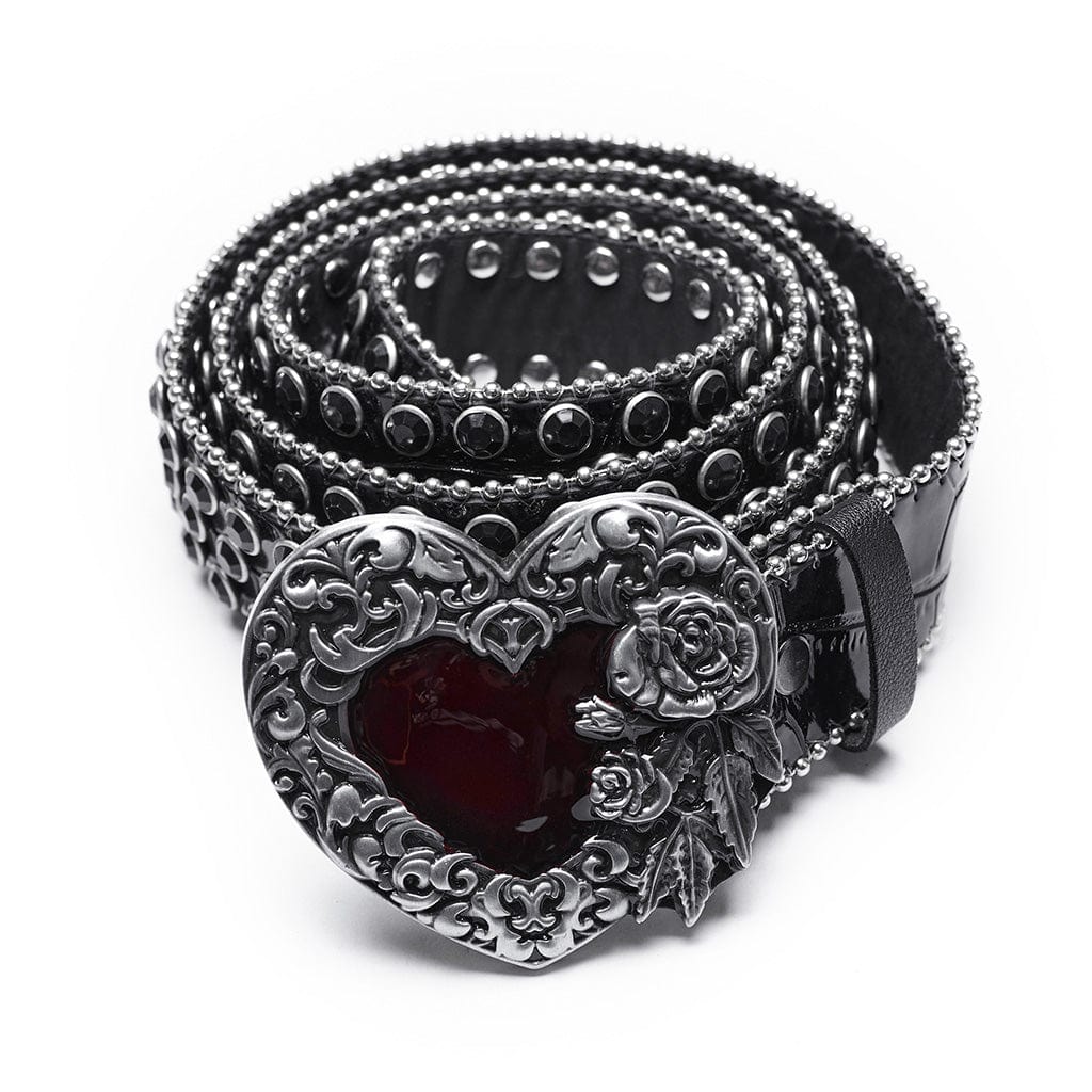 PUNK RAVE Women's Punk Rhinestone Heart Belt