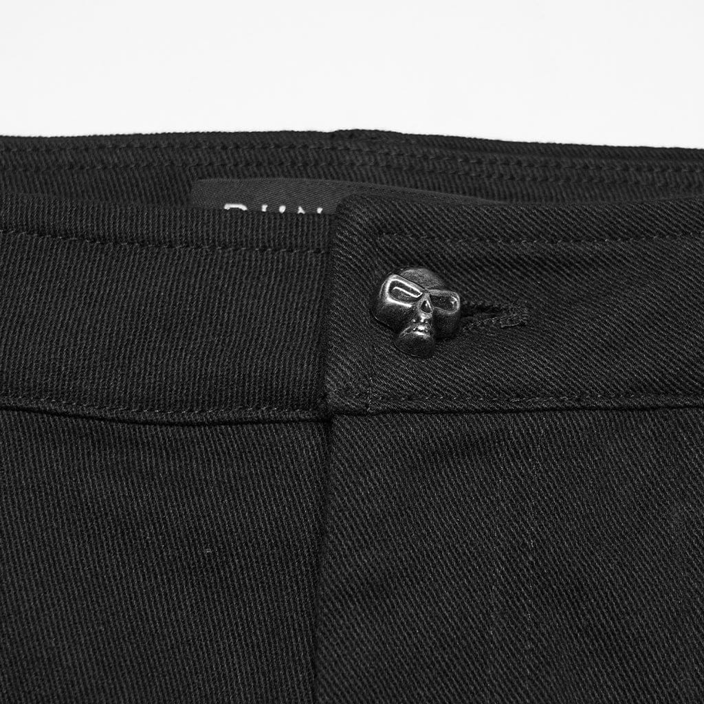 PUNK RAVE Women's Punk Ripped Rivet Straps Shorts