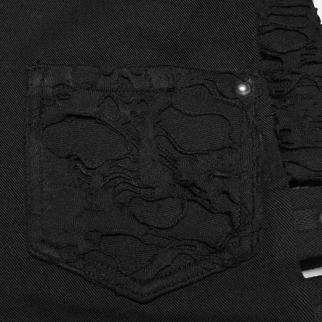 PUNK RAVE Women's Punk Ripped Rivet Straps Shorts