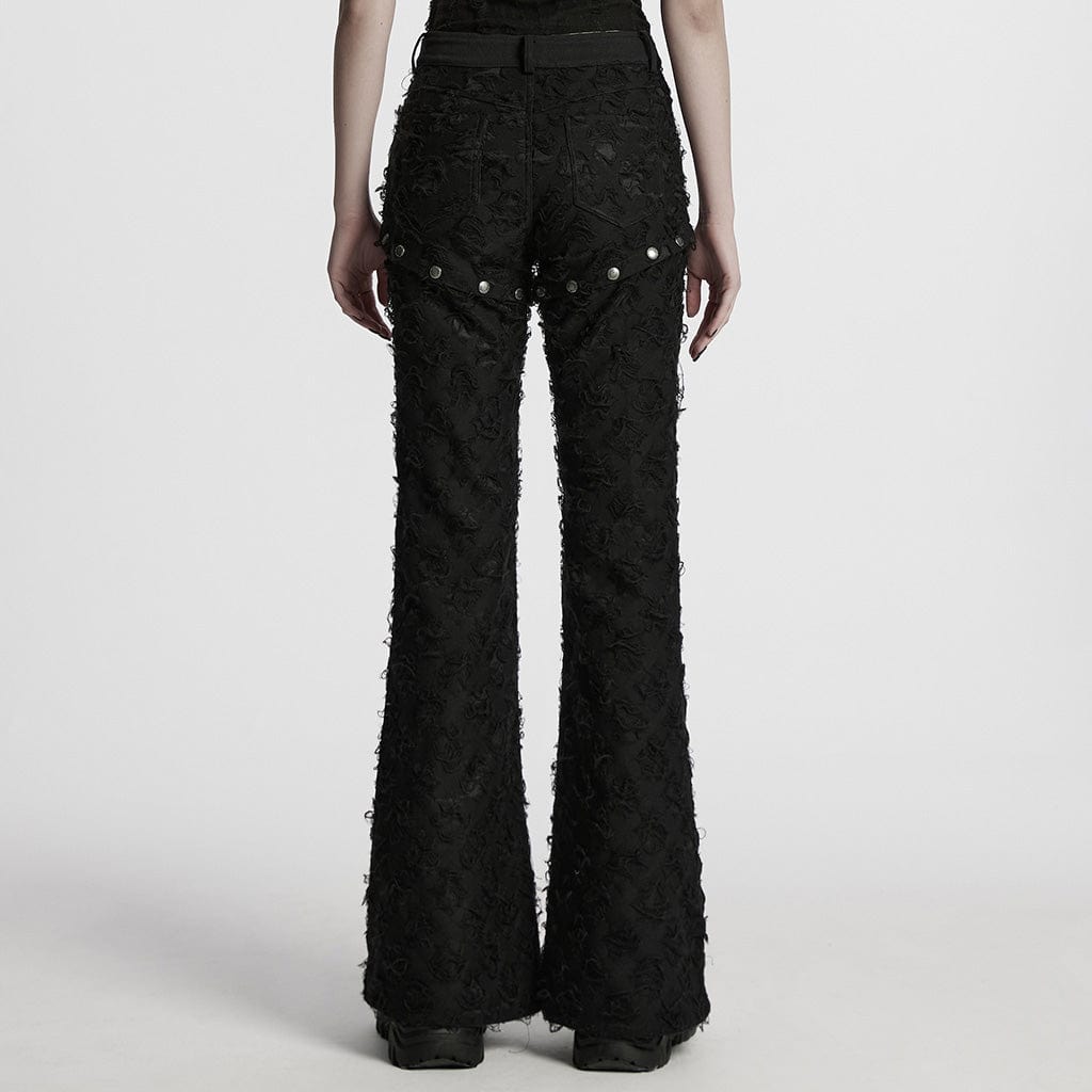 PUNK RAVE Women's Punk Ripped Split Detachable Pants